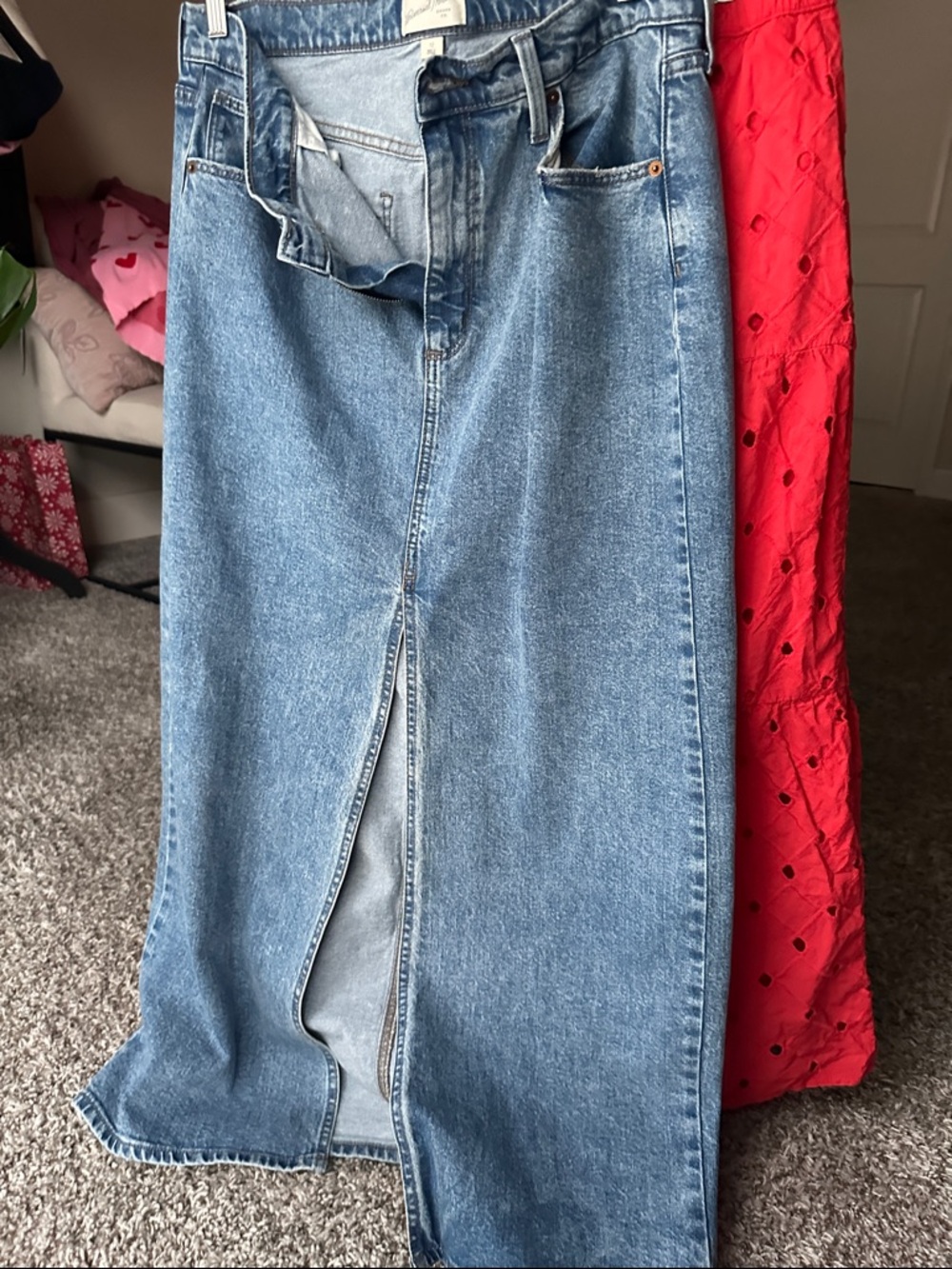 Universal Thread High-Rise Light Blue Denim Skirt with Front Slit